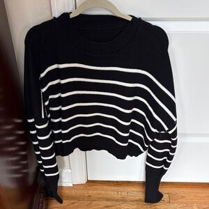 Black and White Striped Women's Sweater